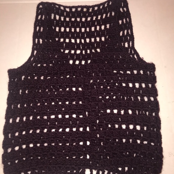 Vtg 70s Italian Wool Eggplant Crochet Boho Hippie Vest Sz M - Picture 2 of 8